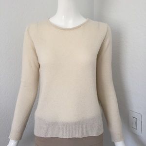 Jumper ivory lurex crew neck Cashmere sweater